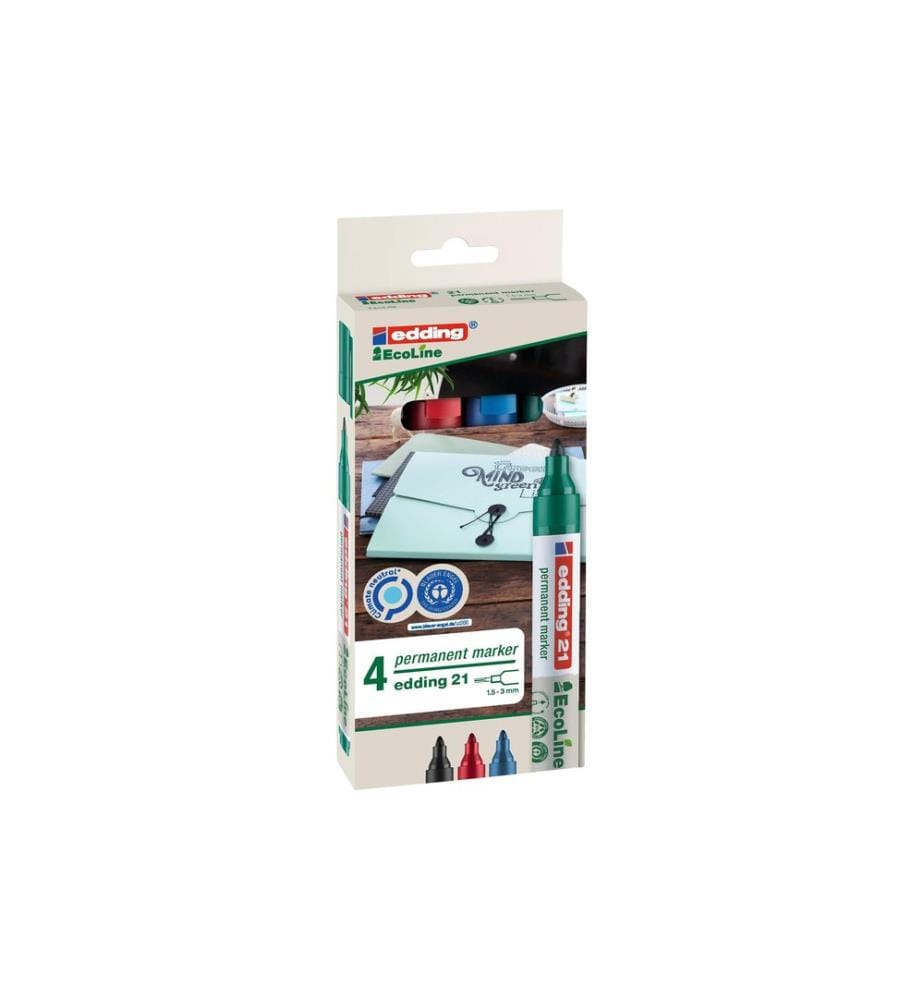 EDDING - Marqueur indélébile 21 EcoLine 4 pièces