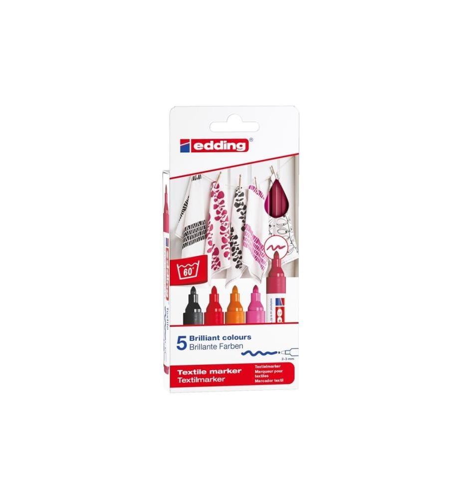 EDDING - Marqueur pour textiles 4500 Chaud, 5 pièces