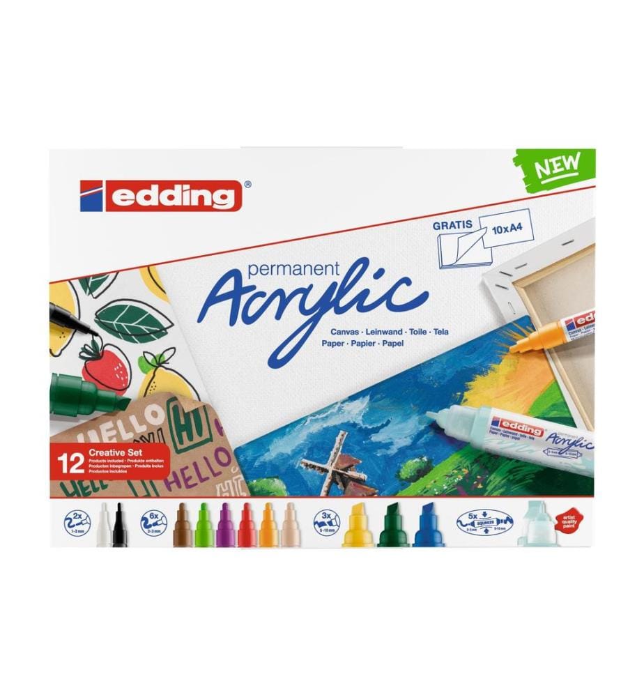 EDDING - Marqueur acrylique Starter Set 12 pièces
