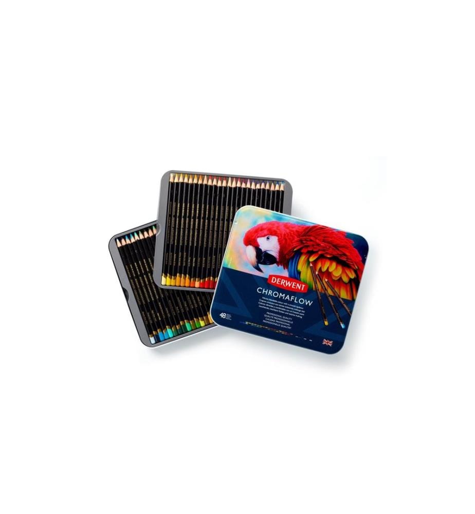 DERWENT - Crayons de couleur Chromaflow, multicolores, 3,5 mm, 48 pièces