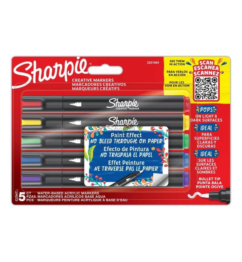 SHARPIE - Marqueur acrylique Créatif, coloré, blister de 5