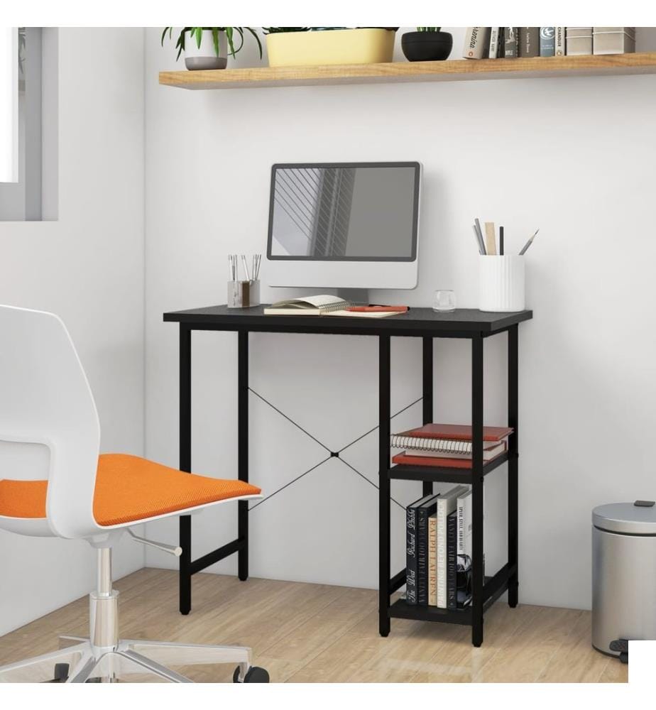 Bureau d'ordinateur Noir 80x40x72 cm MDF et métal