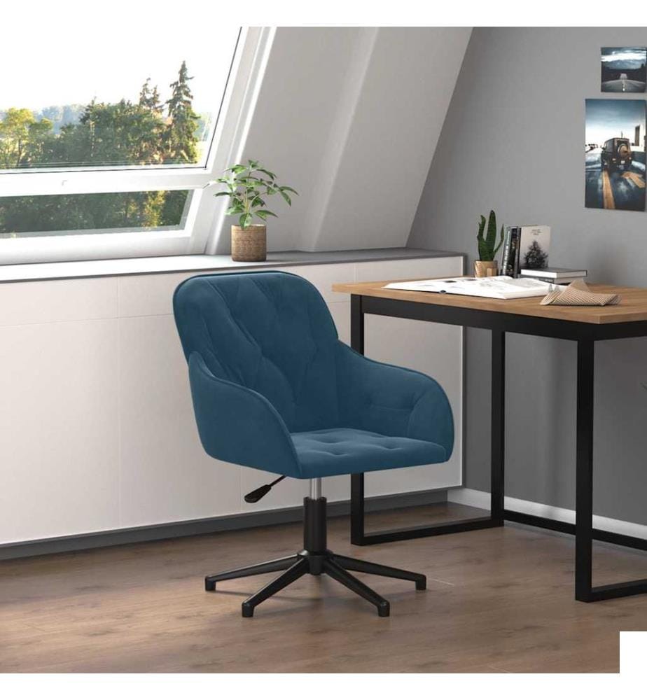 Chaise pivotante de bureau Bleu Velours