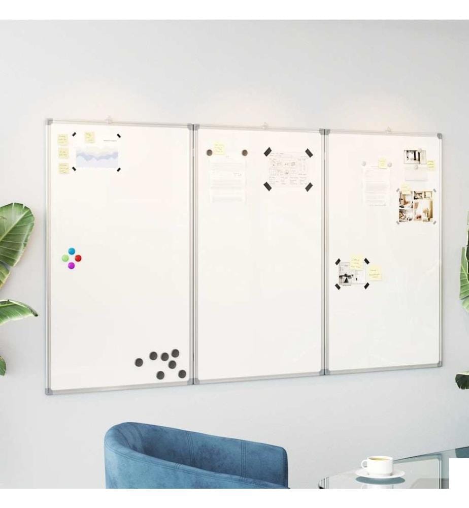 Tableau blanc magnétique pliable 150x80x1,7 cm aluminium