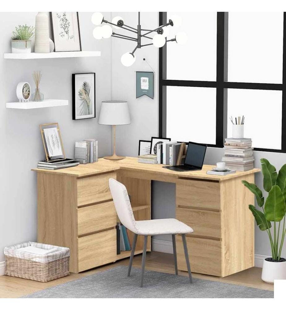 Bureau d'angle Chêne sonoma 145x100x76 cm Bois d'ingénierie