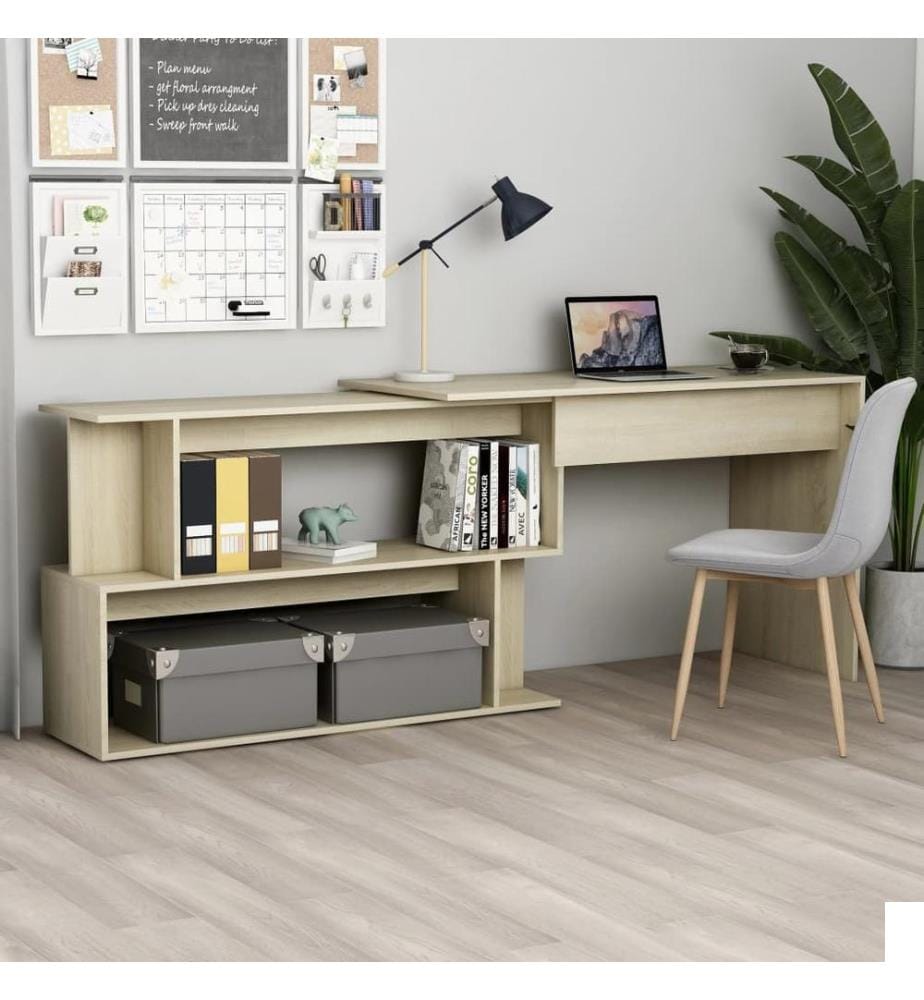 Bureau d'angle Chêne sonoma 200x50x76 cm Bois dingénierie