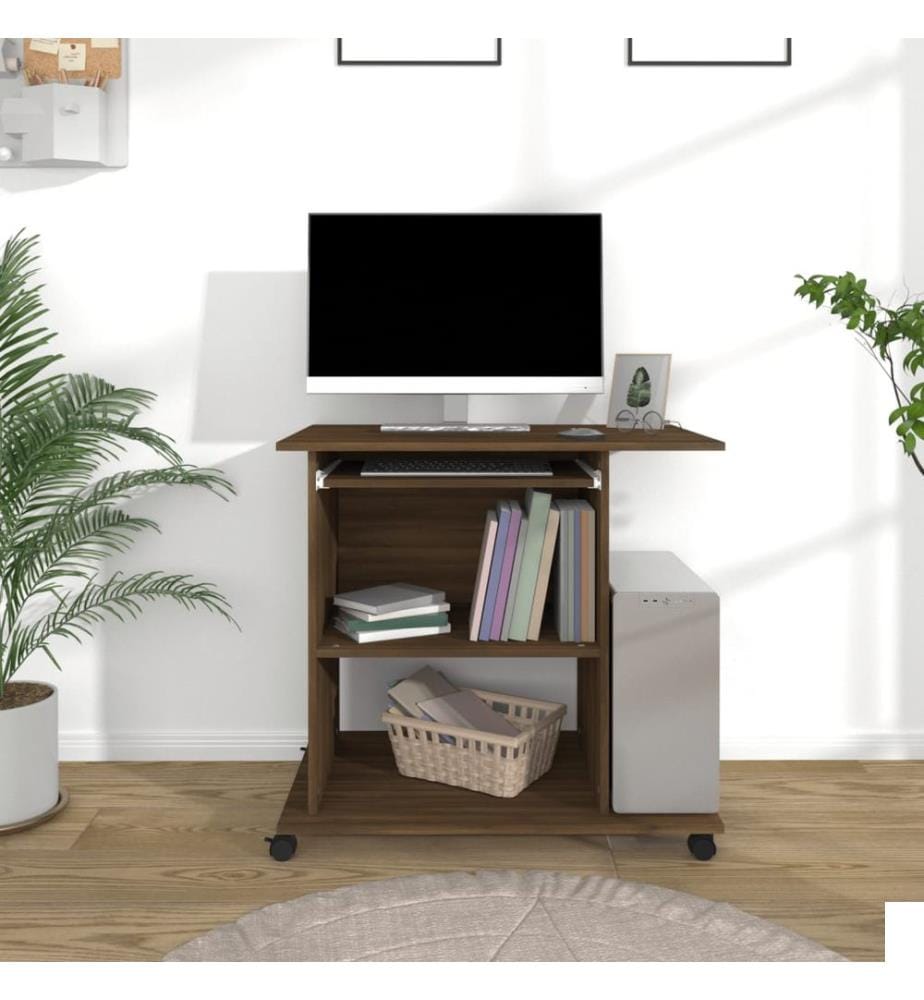 Bureau d'ordinateur Chêne marron 80x50x75 cm Bois d'ingénierie