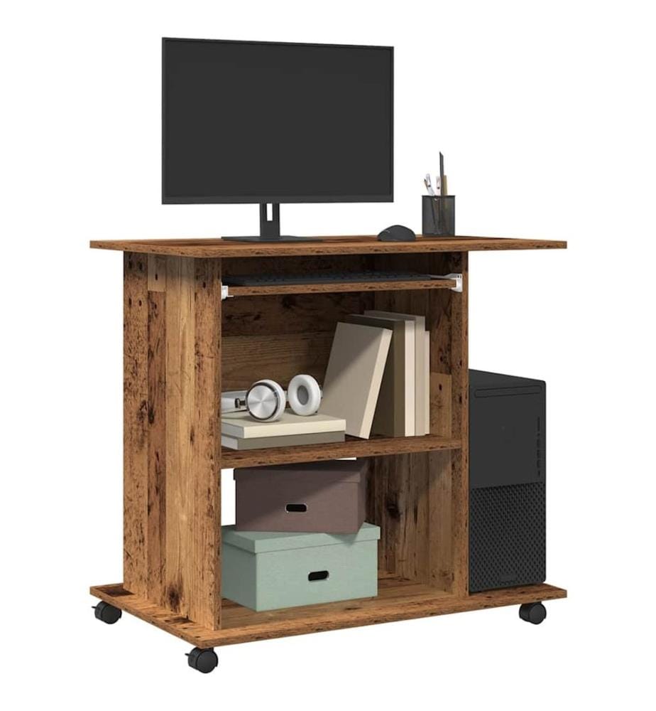 Bureau d'ordinateur vieux bois 80x50x75 cm bois d'ingénierie