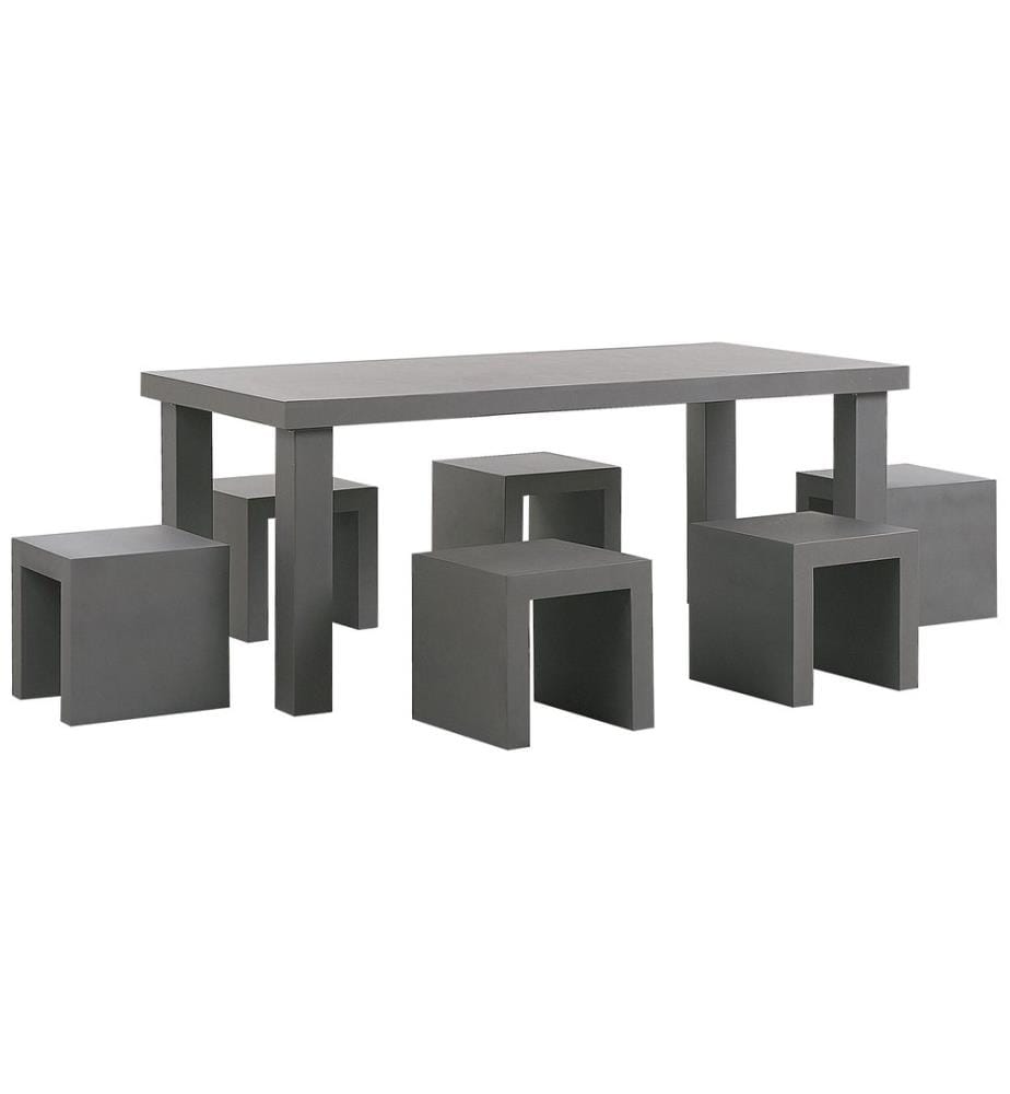 Salle à manger de jardin avec tabourets 6 places TARANTO Gris Béton