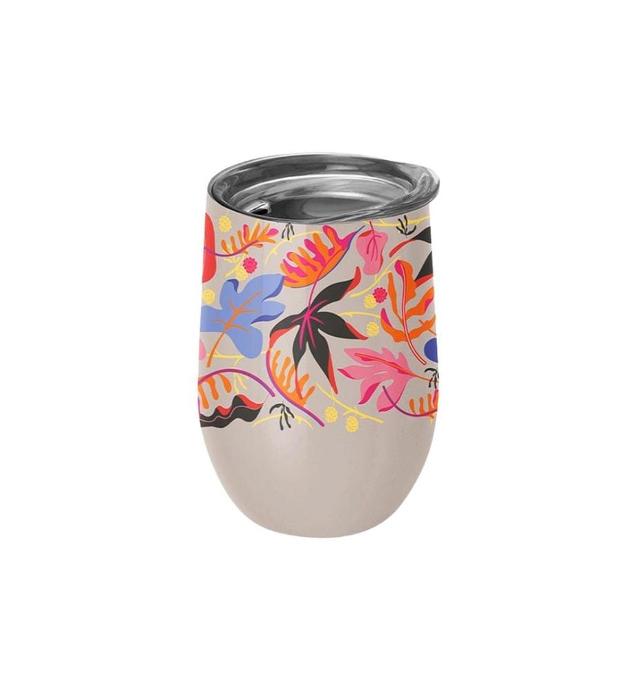 BioLoco - Gobelet isotherme Office-Secret garden 420 ml, Gris/Multicolore