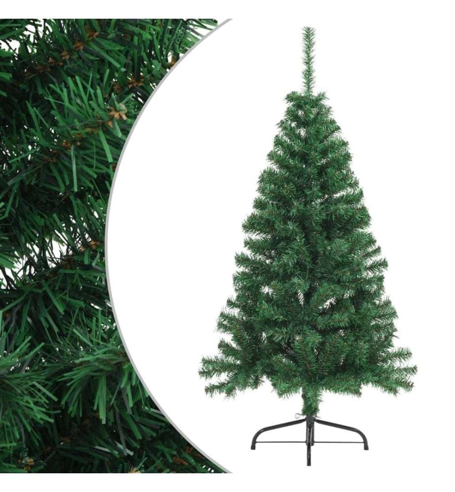 Sapin de Noël artificiel moitié avec support vert 120 cm PVC