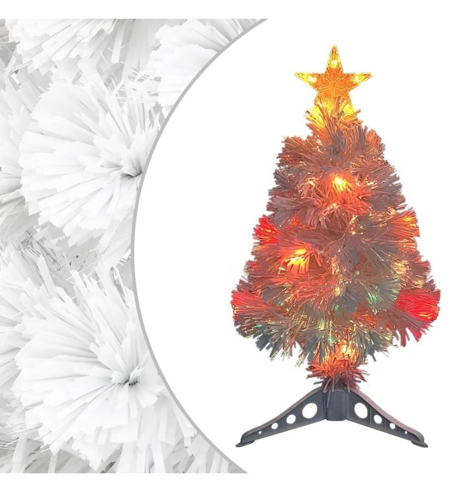 Arbre de Noël artificiel pré-éclairé blanc 64 cm fibre optique