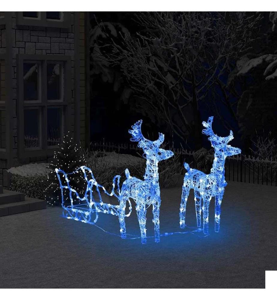Décoration de Noël Rennes et traîneau 160 LED 130 cm Acrylique