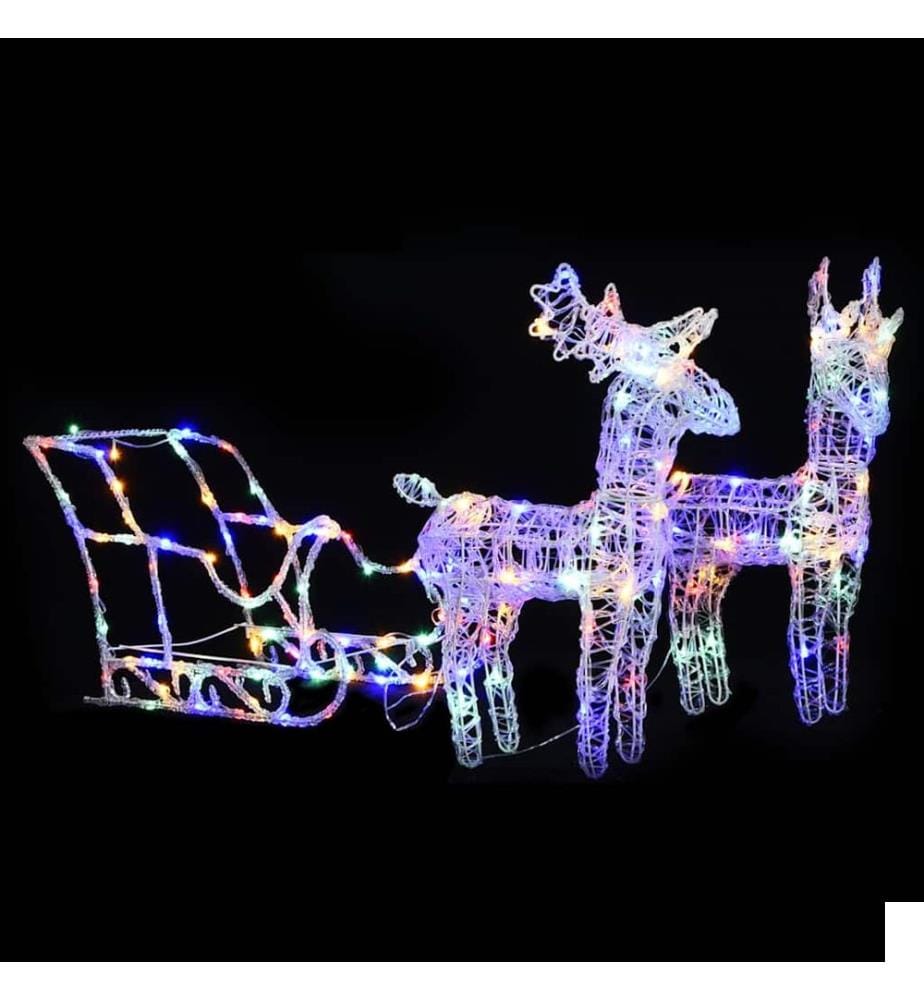 Décoration de Noël Rennes et traîneau 160 LED 130 cm Acrylique