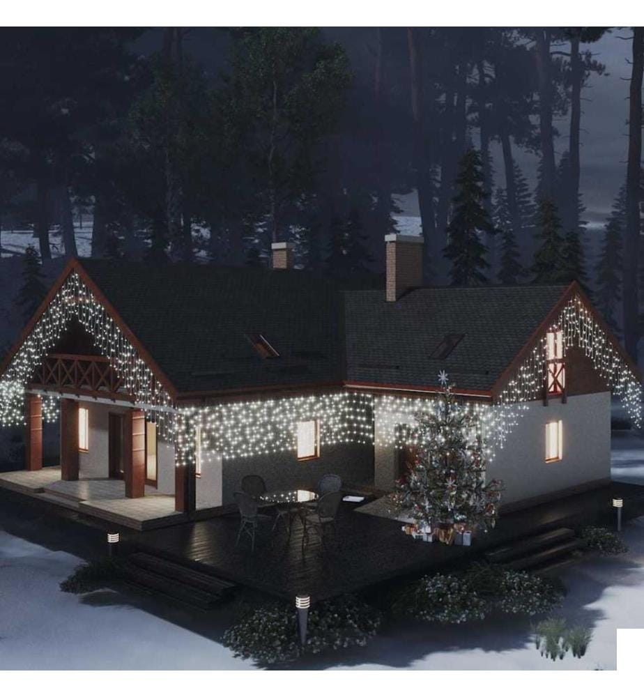 Rideau lumineux à glaçons LED 10m 400LED Blanc froid 8fonctions