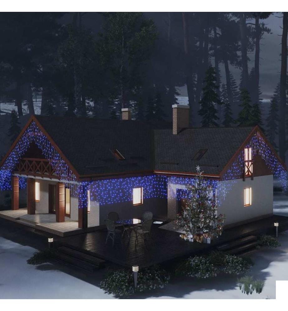 Rideau lumineux à glaçons LED 10m 400 LED Bleu 8 fonctions