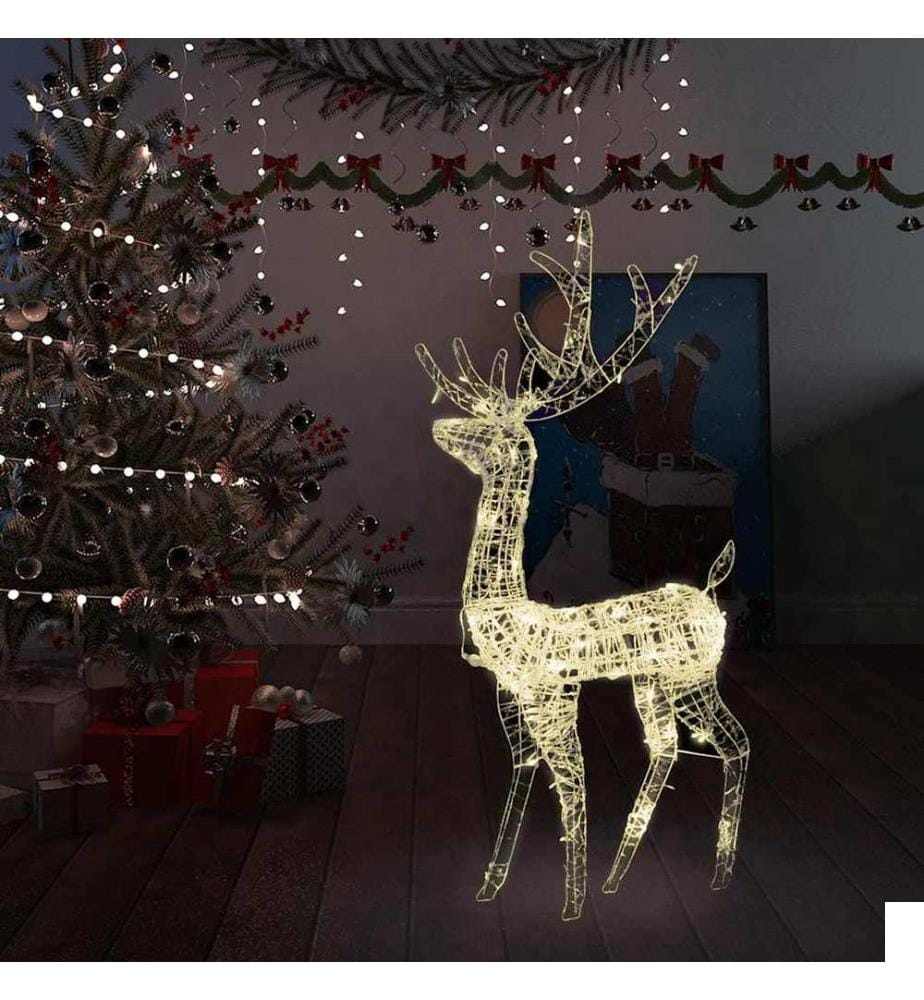 Renne de décoration de Noël Acrylique 140 LED blanc chaud 120 cm