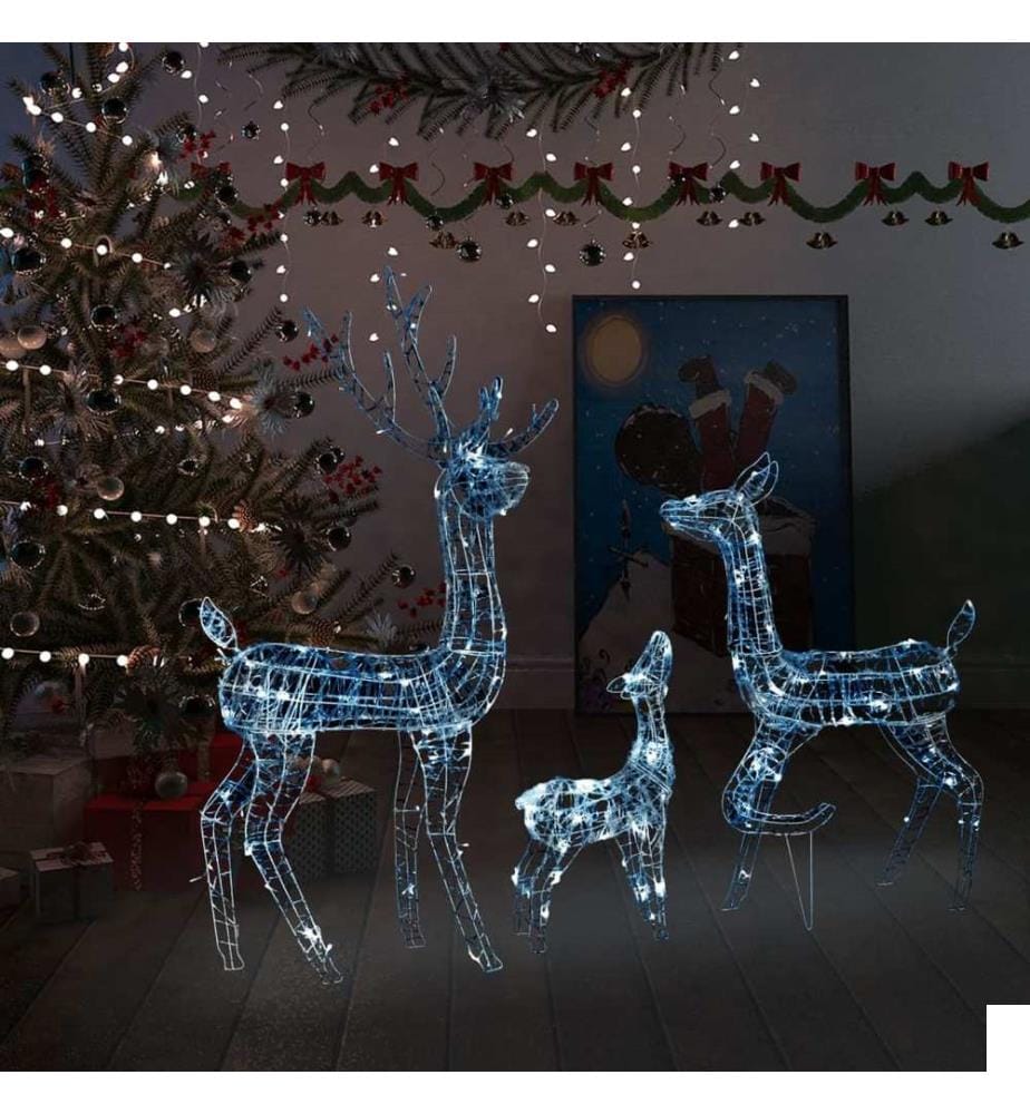 Famille de rennes de décoration Acrylique 300 LED blanc froid