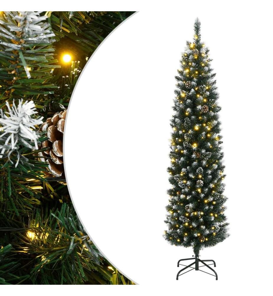 Sapin de Noël artificiel mince 150 LED 150 cm