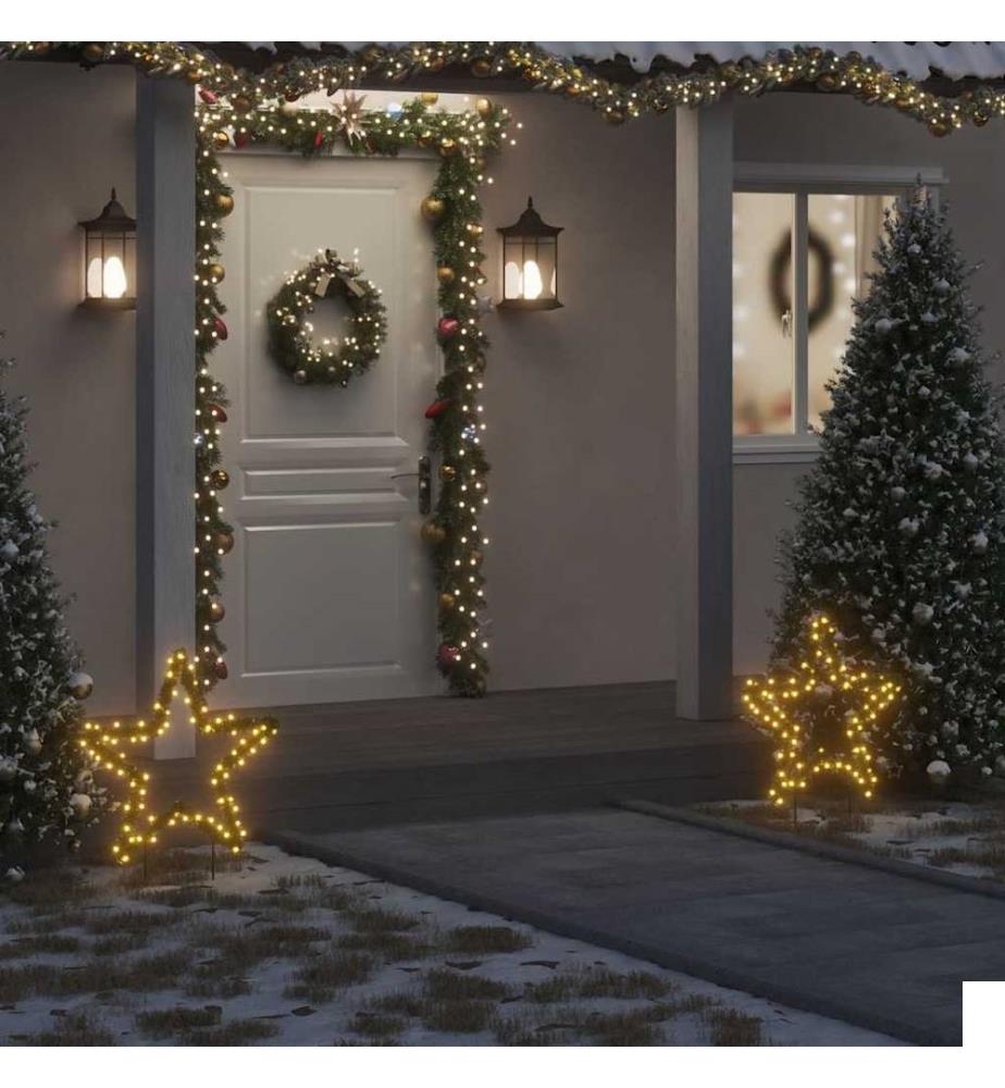 Décoration lumineuse étoile de Noël avec piquets 80 LED 60 cm