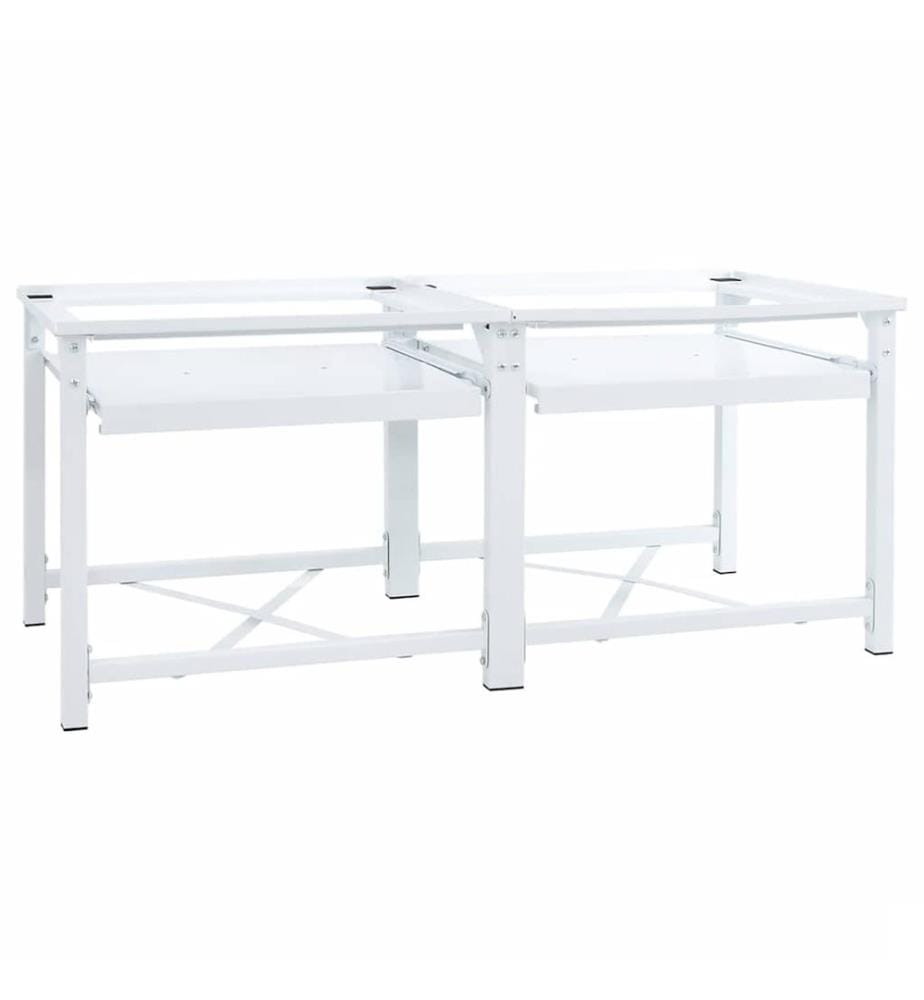 Double socle pour machine à laver étagères coulissantes blanc