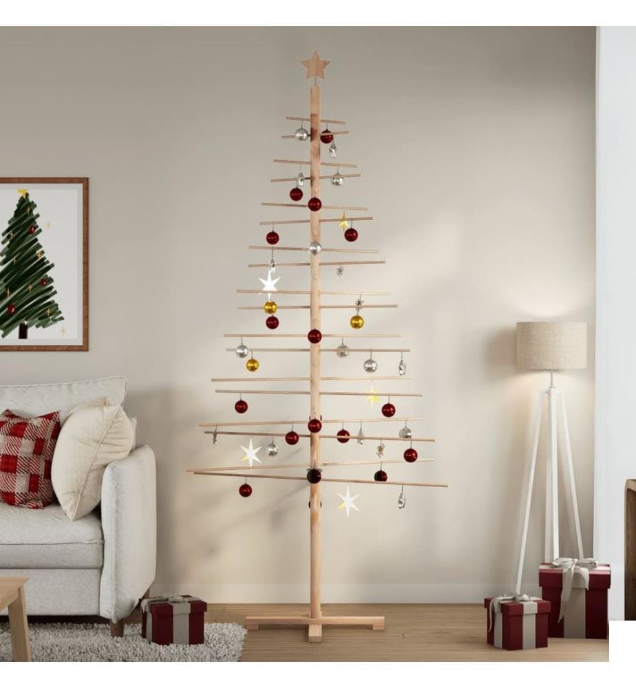 Arbre de Noël en bois pour décoration 210 cm bois massif de pin