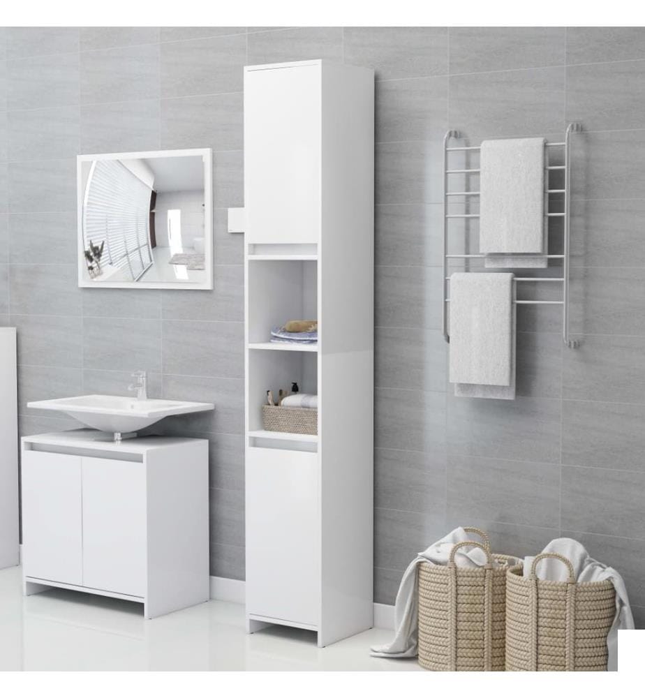Armoire de salle de bain Blanc 30x30x183,5 cm Bois d'ingénierie