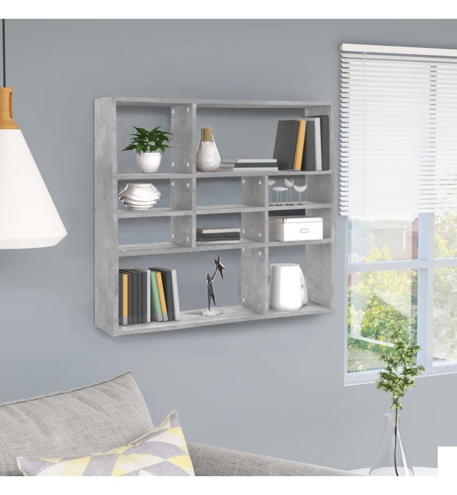 Étagère murale Gris béton 90x16x78 cm Bois dingénierie
