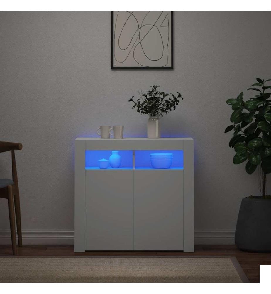 Buffet avec lumières LED Blanc 80x35x75 cm