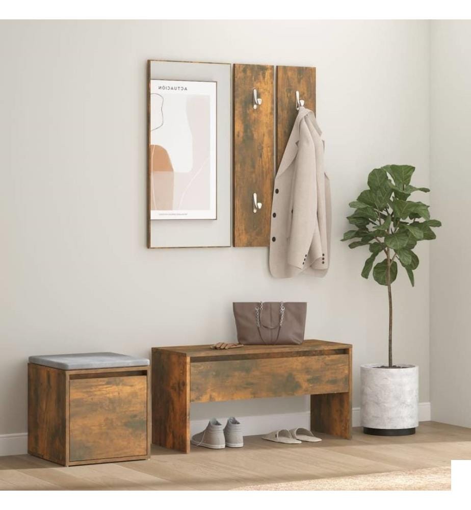 Ensemble de meubles de couloir Chêne fumé Bois d'ingénierie