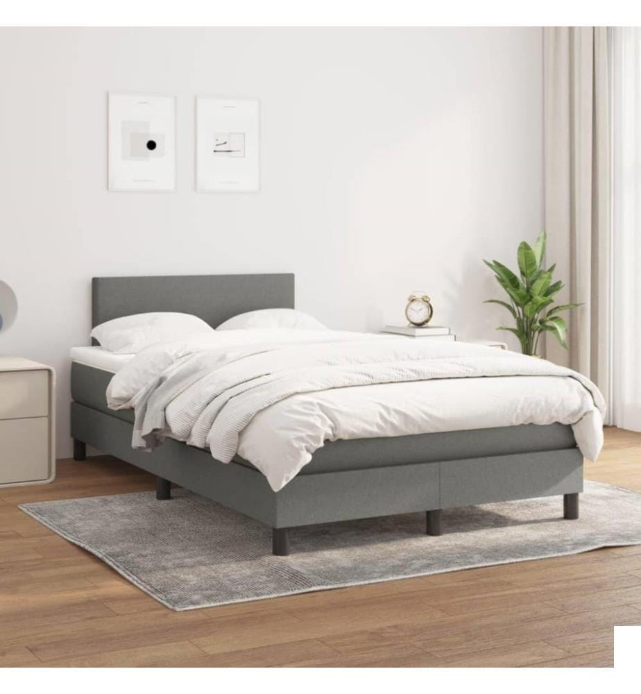 Lit à sommier tapissier avec matelas Gris foncé 120x200cm Tissu