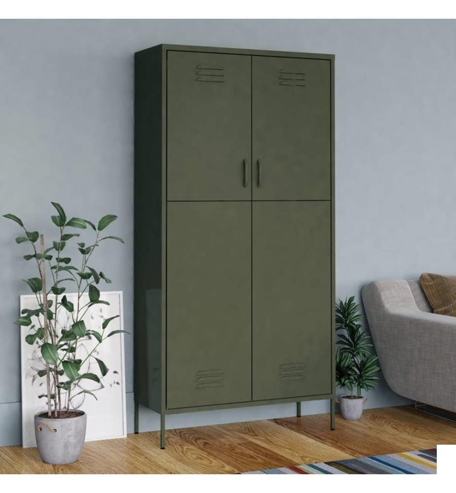 Garde-robe Vert olive 90x50x180 cm Acier