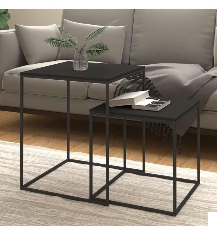 Ensemble de table basse 2 pcs Bois d'ingénierie et métal
