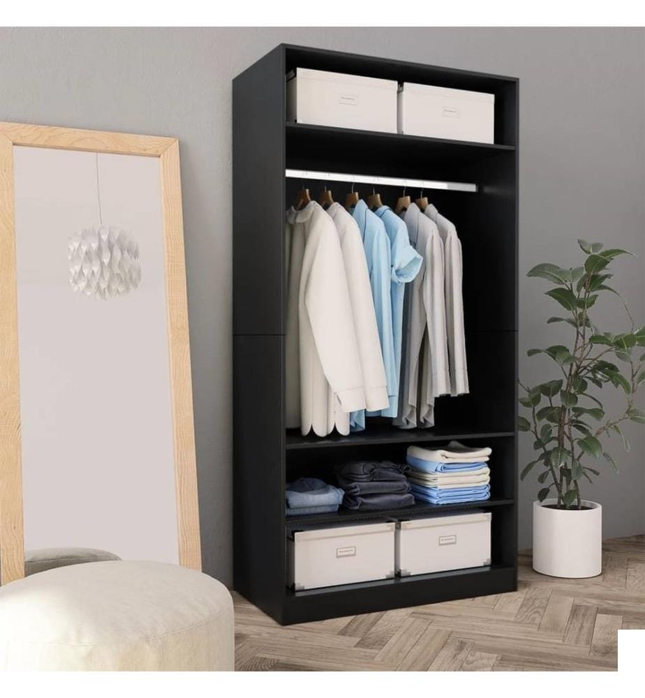 Garde-robe Noir 100 x 50 x 200 cm Bois d'ingénierie