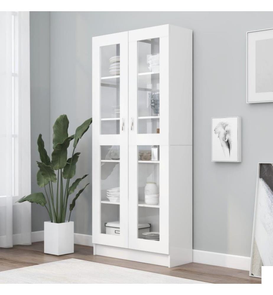 Armoire à vitrine Blanc 82,5x30,5x185,5 cm Aggloméré
