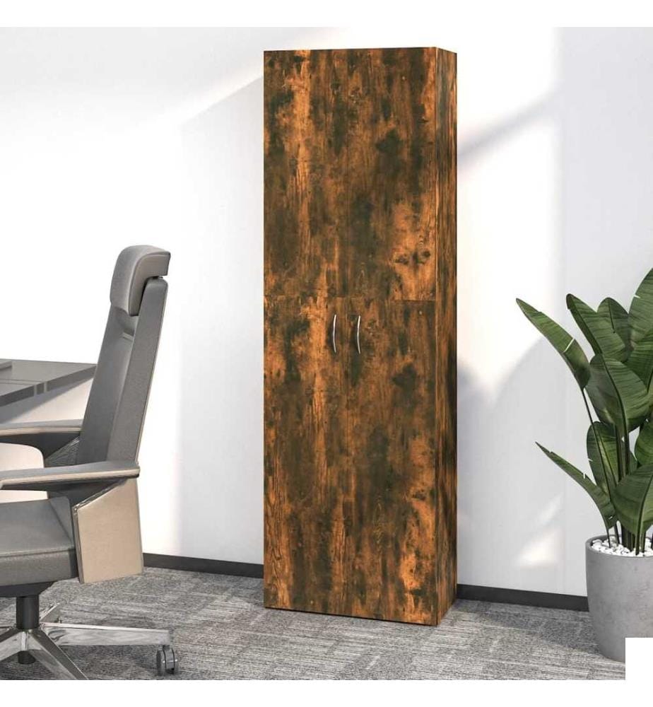 Armoire de bureau Chêne fumé 60x32x190 cm Bois d'ingénierie
