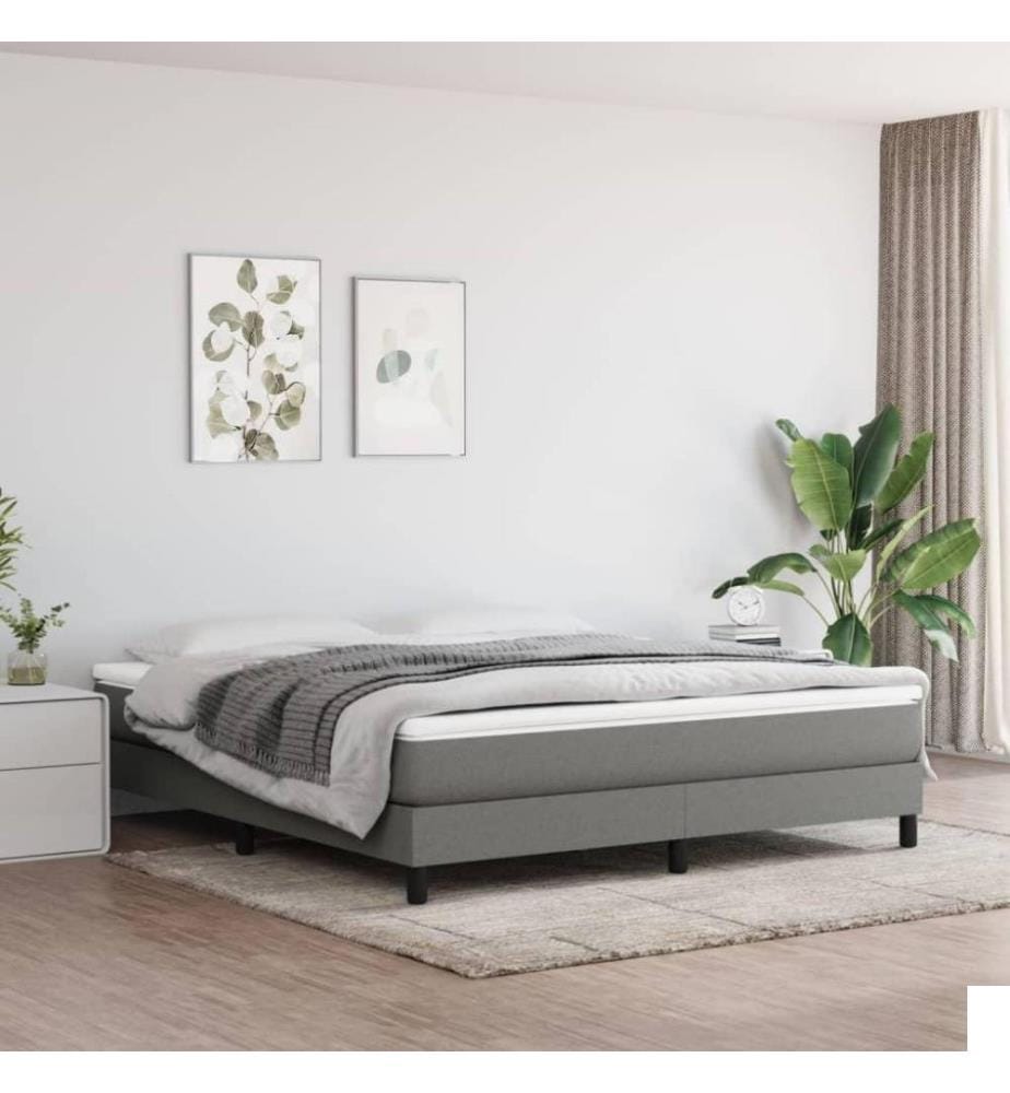 Sommier à ressorts de lit Gris foncé 160x200 cm Tissu