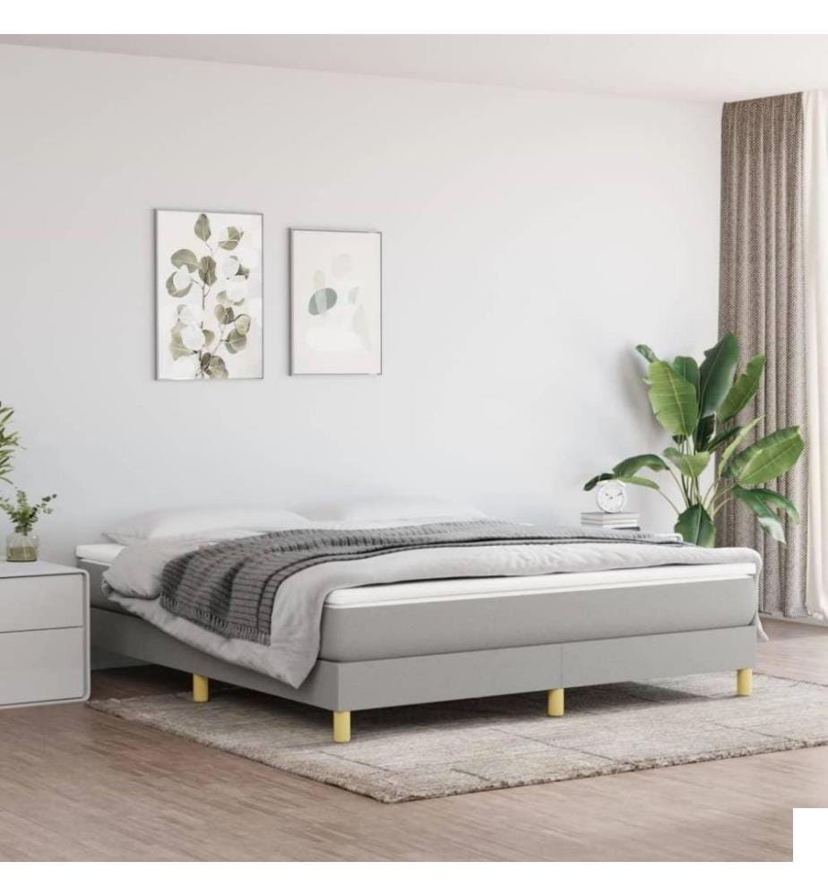 Sommier à ressorts de lit Gris clair 160x200 cm Tissu