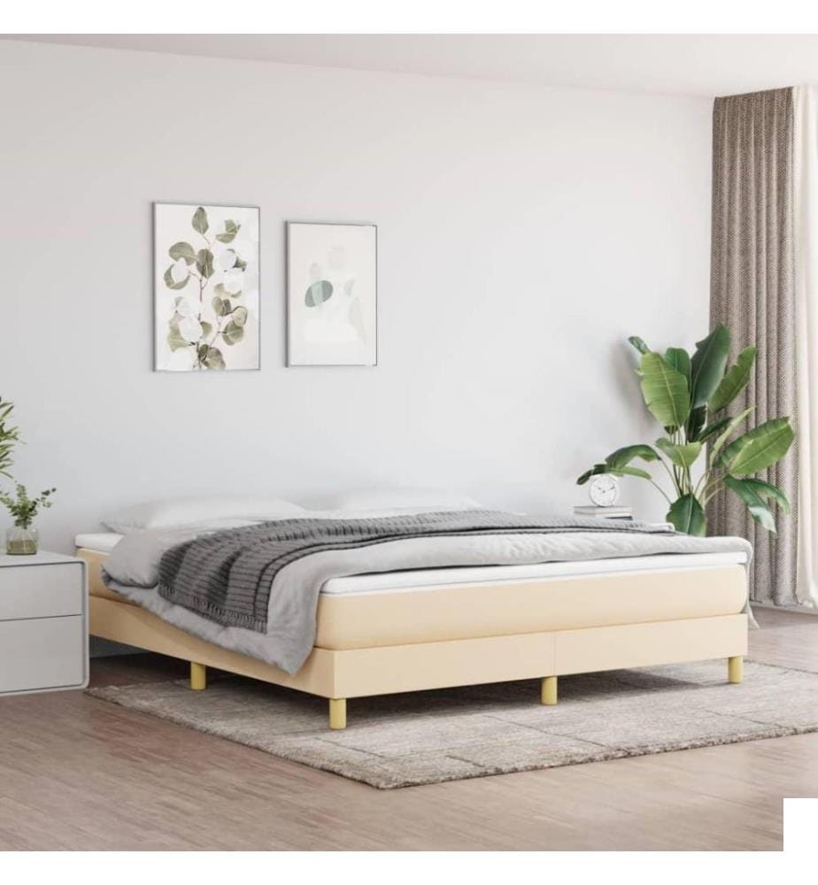 Sommier à ressorts de lit Crème 160x200 cm Tissu