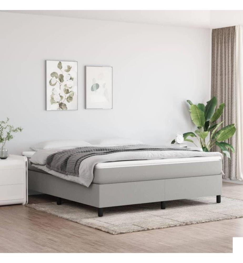 Sommier à ressorts de lit Gris clair 160x200 cm Tissu