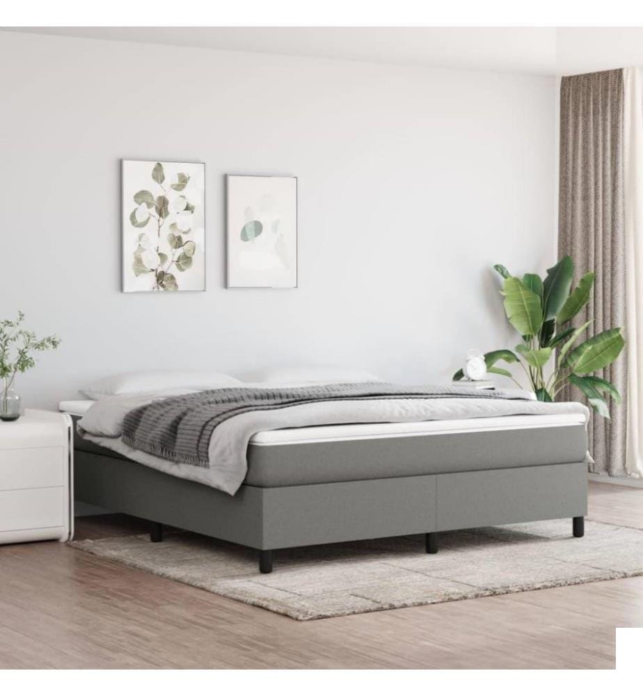 Sommier à ressorts de lit Gris foncé 160x200 cm Tissu