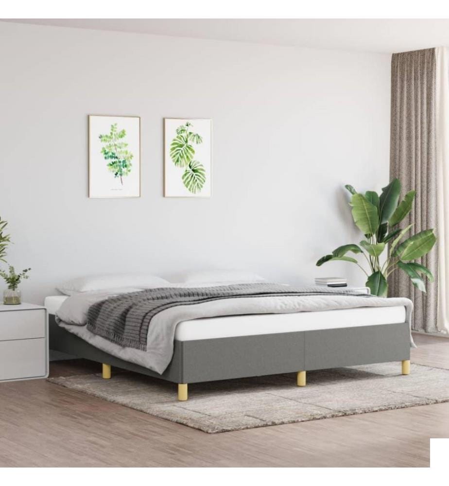 Sommier à ressorts de lit Gris foncé 160x200 cm Tissu