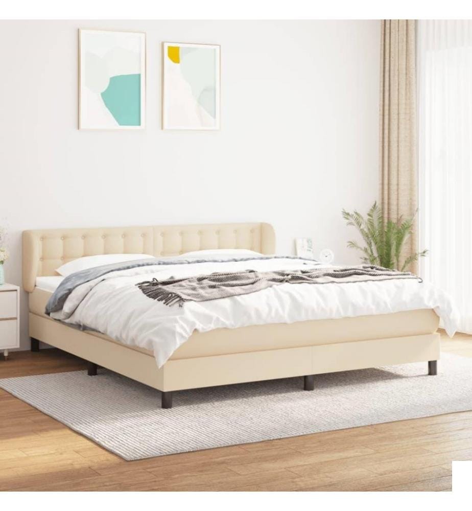 Lit à sommier tapissier avec matelas Crème 180x200 cm Tissu