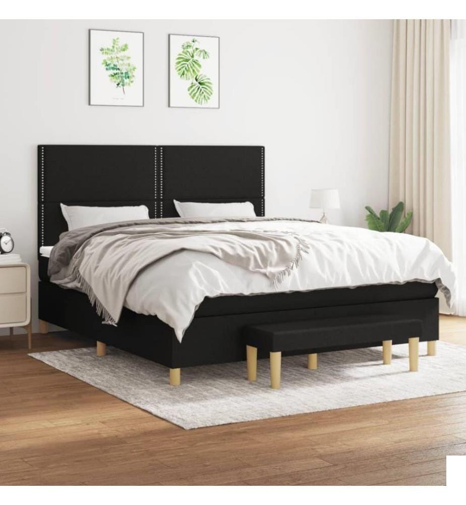 Lit à sommier tapissier avec matelas Noir 160x200 cm Tissu