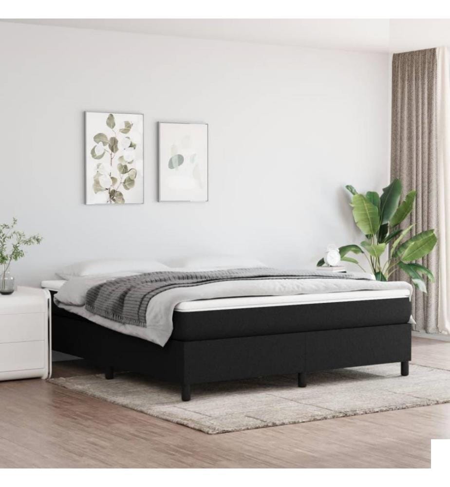 Lit à sommier tapissier avec matelas Noir 160x200 cm Tissu