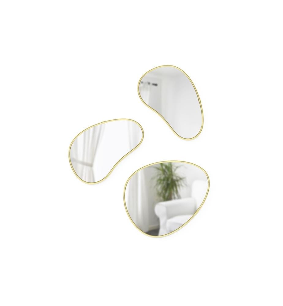 UMBRA - Miroir Hubba Pebble Set de 3 pièces, or