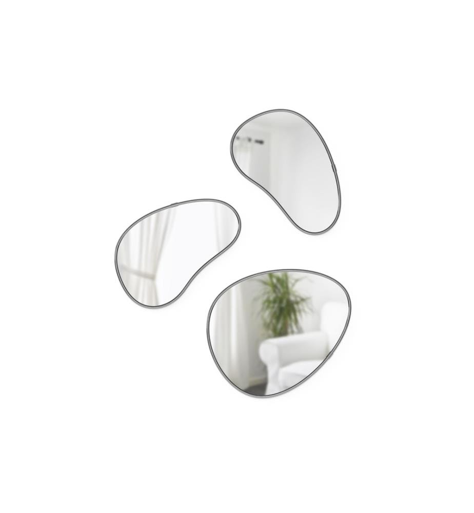 UMBRA - Miroir Hubba Pebble Set de 3 pièces, noir
