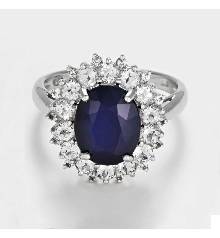 Bague Soleil Bleu - Or Blanc 375/1000