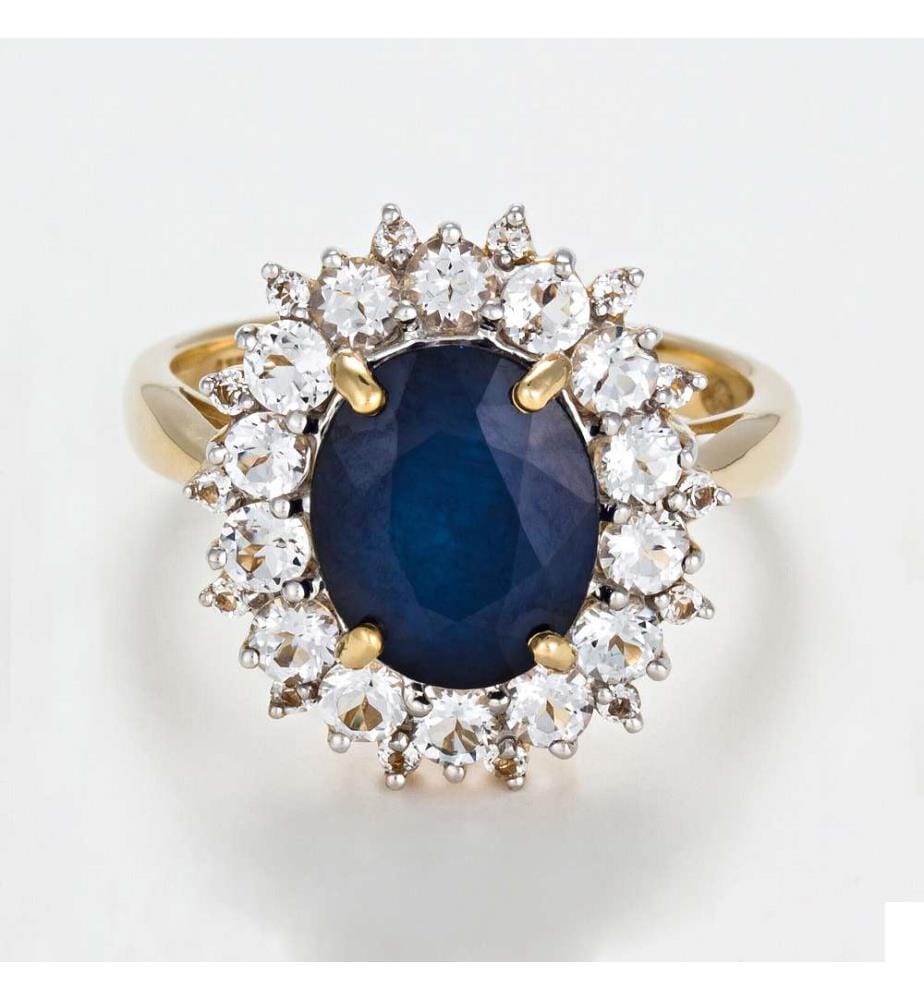 Bague Soleil Bleu - Or Jaune 375/1000