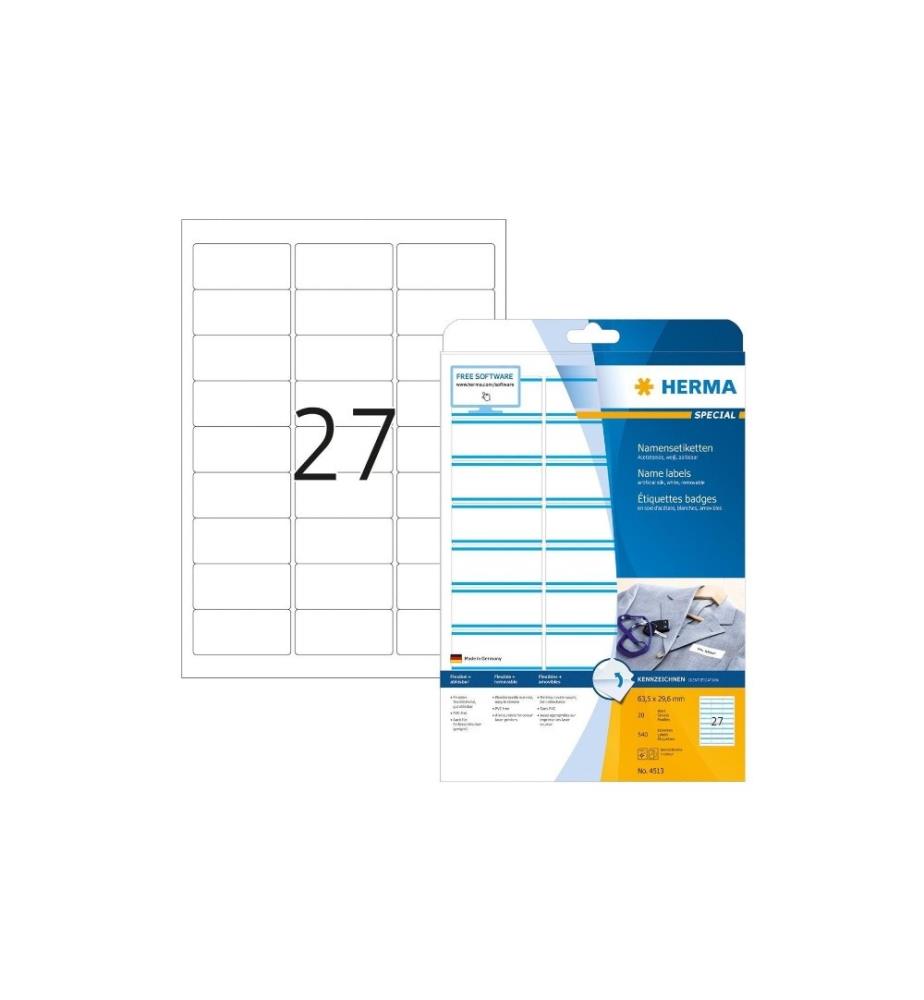 HERMA - Étiquettes porte-noms 4513 63.5 x 29.6 mm, Blau